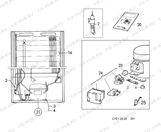 Взрыв-схема холодильника Elektro Helios FG2907 - Схема узла C10 Cold, users manual